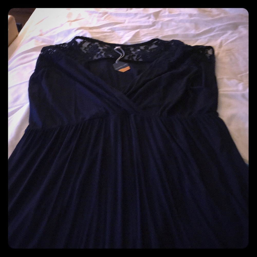 Pink blush navy lace maternity dress